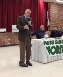 Rep. Chris Kelly, D-Columbia, discusses his thoughts about marijuana legalization during the Show-Me Cannabis town hall meeting at Moberly Area Community College.