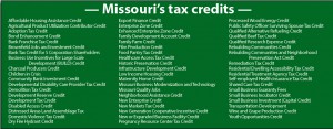 A list of Missouri tax credits.  (Click to enlarge photo)