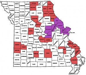 County-by-county map of the 30 counties that Gov. Jay Nixon has requested federal dollars for public assistance, and the seven of those 30 counties that Nixon requested individual assistance for. (Click to enlarge)