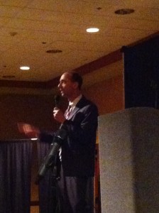 State Auditor Tom Schweich speaking Friday at the MRP ballroom during Lincoln Days in Springfield.