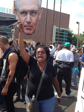 Sen. Maria Chappelle-Nadal at Ferguson protest yesterday PHOTO CREDIT: Collin Reischman, The Missouri Times