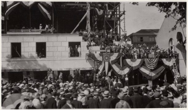 June 24, 1915 - Laying of the Cornerstone of the Missouri Capitol - southeast corner (Photo compliments of the Missouri State Archives)