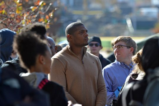 Former Mizzou defensive end Michael Sam attended the events at Carnahan Quad. (Travis Zimpfer/ The Missouri Times)