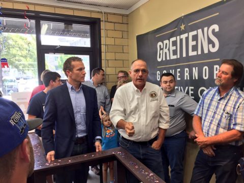 Shoemyer, far right, at the August Greitens office opening TRAVIS ZIMPFER/MISSOURI TIMES