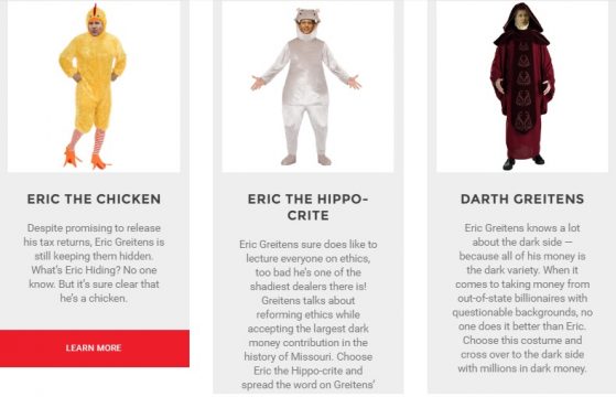 Today the MDP launched a new webpage as part of its Wrong for Missouri campaign, offering up “Mission for Halloween” costume options to help Missourians tap into the mindset of Eric Greitens, and have all their fellow Missouri voters shaking their head at the GOP candidate’s audacity and hypocrisy.