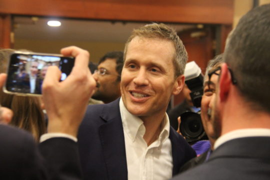 Eric Greitens celebrates with supporters after winning the gubernatorial race for Missouri on November 8, 2016. BEN PETERS/MISSOURI TIMES