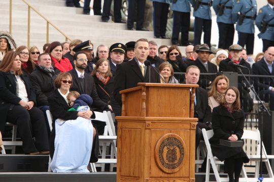 Gov. Eric Greitens speaks during his inauguration ceremony on the Capitol steps Jan. 9, 2017. (Travis Zimpfer/THE MISSOURI TIMES)
