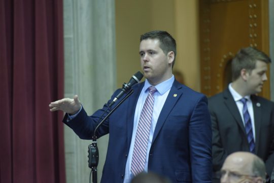 Rep. Scott Fitzpatrick debates the 2017 budget May 4, 2017. (Courtesy of Tim Bommel, House Comms)