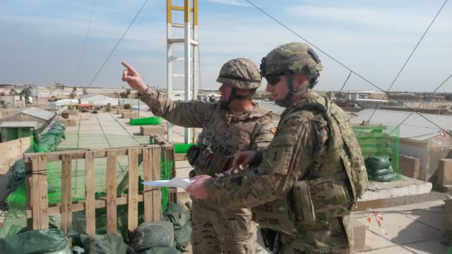 Anthes advising the Spanish Legion as they train Iraqi Army units, Bemayah, Iraq.(Photo provided by Erik Anthes)