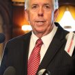 Gov. Mike Parson takes questions from the media before a Cabinet meeting on June 4, 2018. (ALISHA SHURR/THE MISSOURI TIMES).