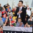 Boone County Clerk Taylor Burks with his son at a rally for U.S. Senate Josh Hawley in Columbia (ALISHA SHURR/THE MISSOURI TIMES.)