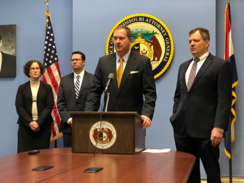 Missouri Attorney General Eric Schmitt announces "Safer Streets" Initiative in St. Louis office on Tuesday, January 22, 2019 with Deputy Attorney General Cris Stevens and U.S. Attorney Jeff Jensen (DANIELLE MAE FRANKLIN/CLAYTON TIMES)