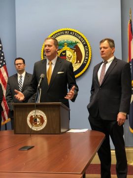 Missouri Attorney General Eric Schmitt announces "Safer Streets" Initiative in St. Louis office on Tuesday, January 22, 2019 with Deputy Attorney General Cris Stevens and U.S. Attorney Jeff Jensen (DANIELLE MAE FRANKLIN/CLAYTON TIMES)