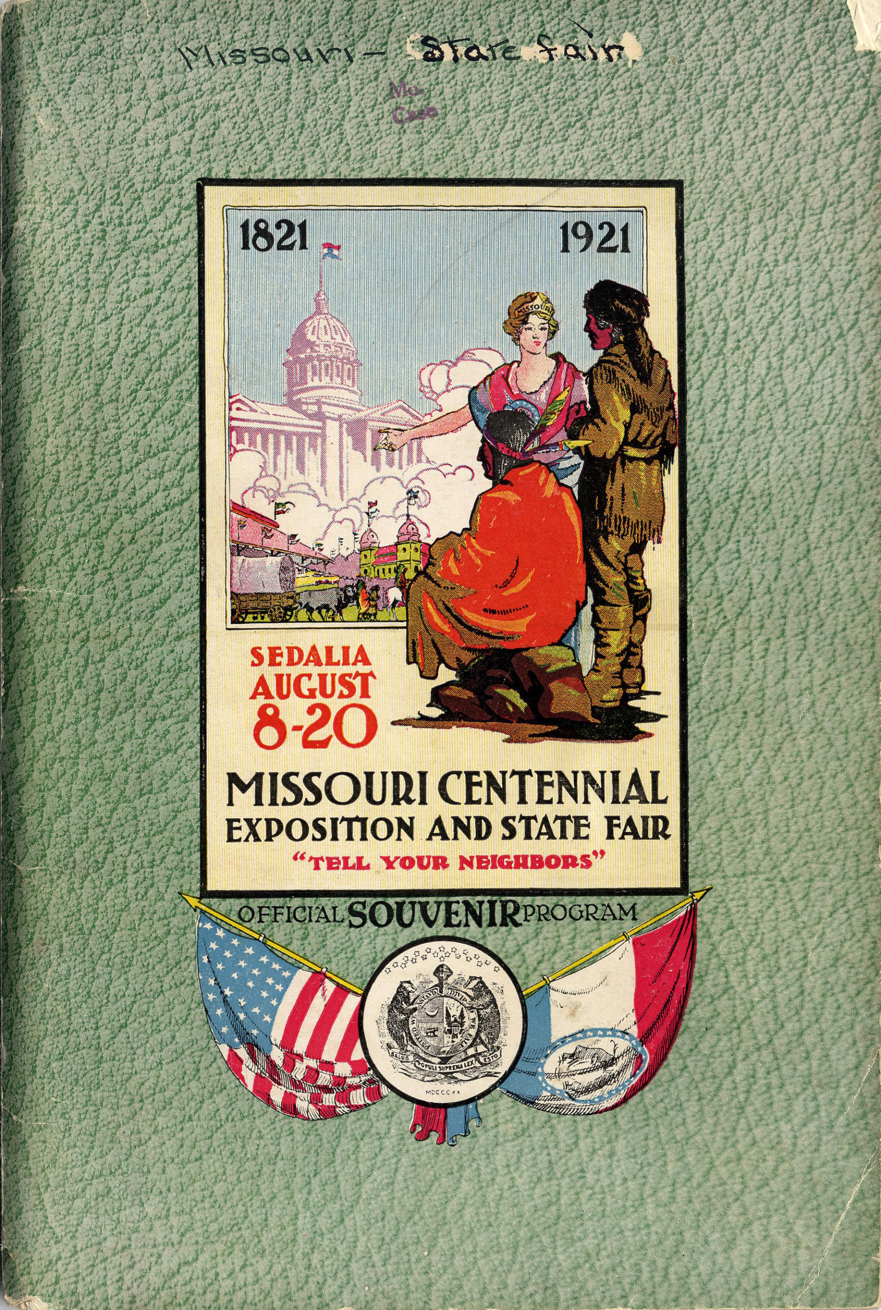 The cover for the Official Souvenir Program of 1921 Missouri Centennial Exposition and State Fair. (MISSOURI STATE ARCHIVES)