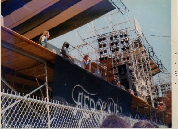 Aerosmith performs at the Ozark Music Festival, 1974.